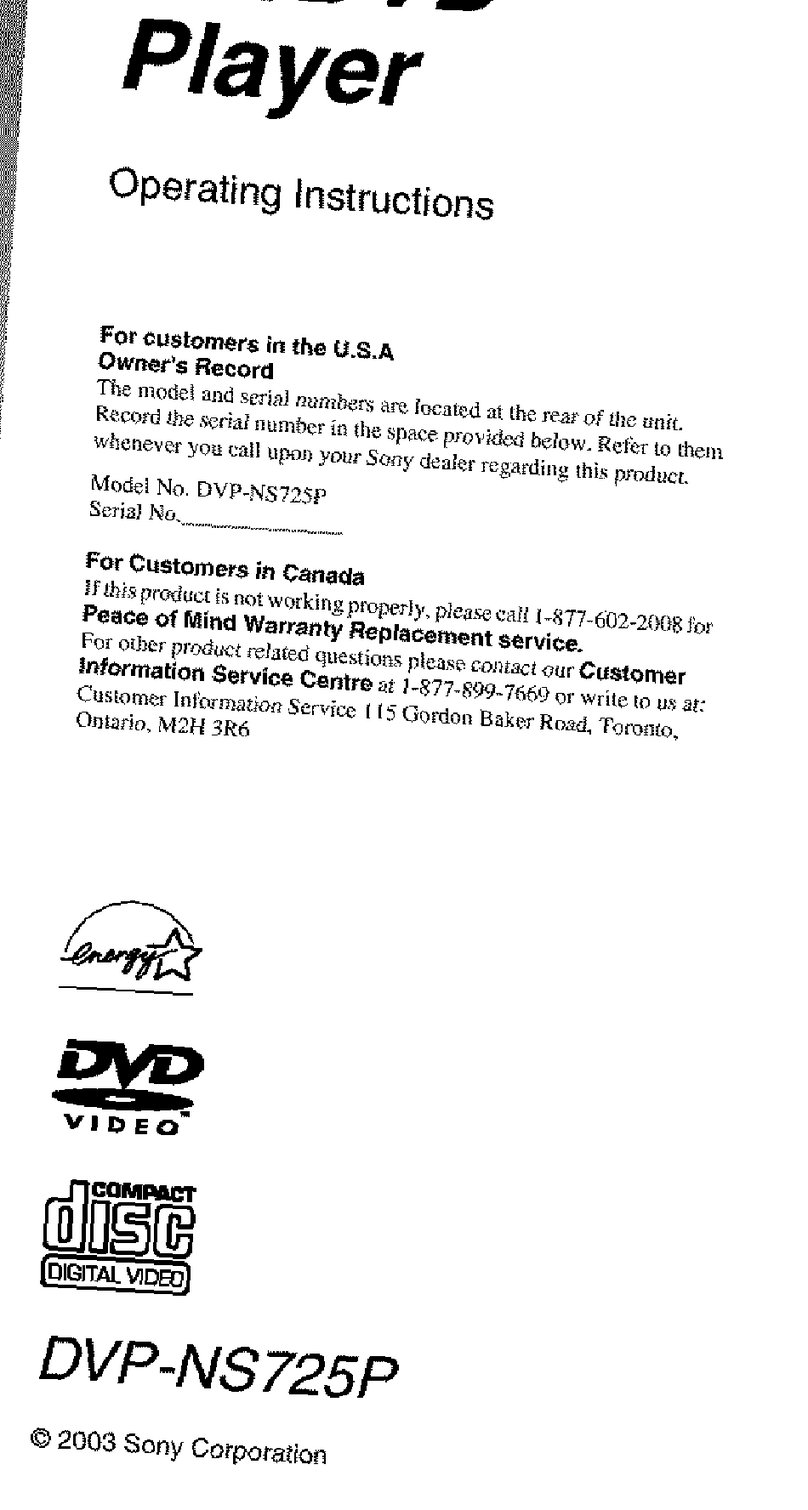 Sony DVP NS725P - Progressive-Scan DVD/CD Player User manual