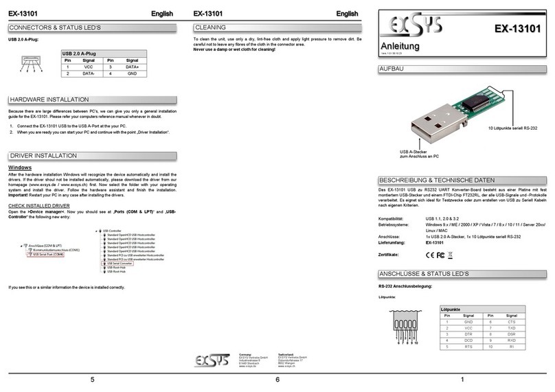 Exsys EX-13101 User manual