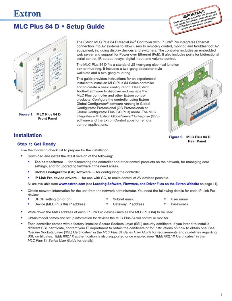 Extron electronics MLC Plus 84 D User manual