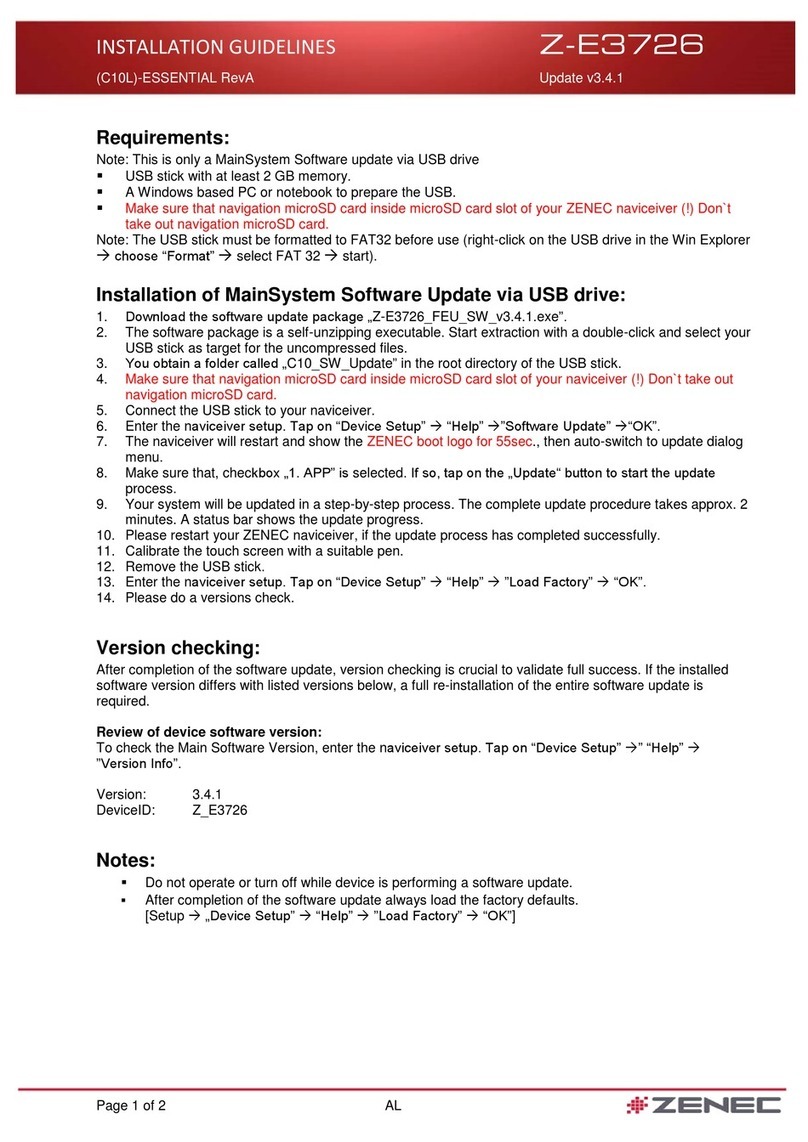 ZENEC Z-E3726 Instruction sheet