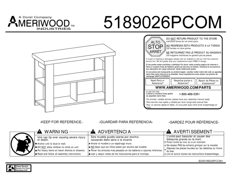 Dorel AMERIWOOD INDUSTRIES 5189026PCOM User manual