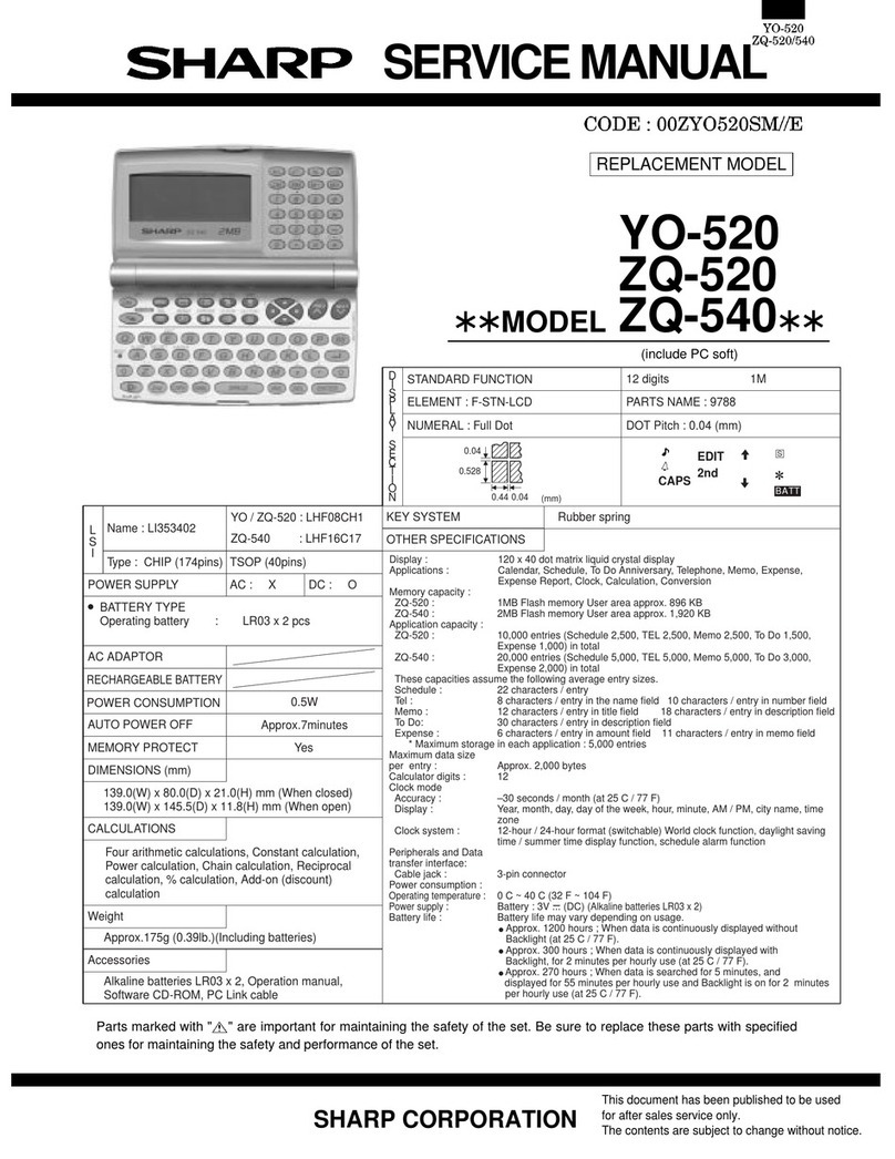 Sharp YO-520 User manual
