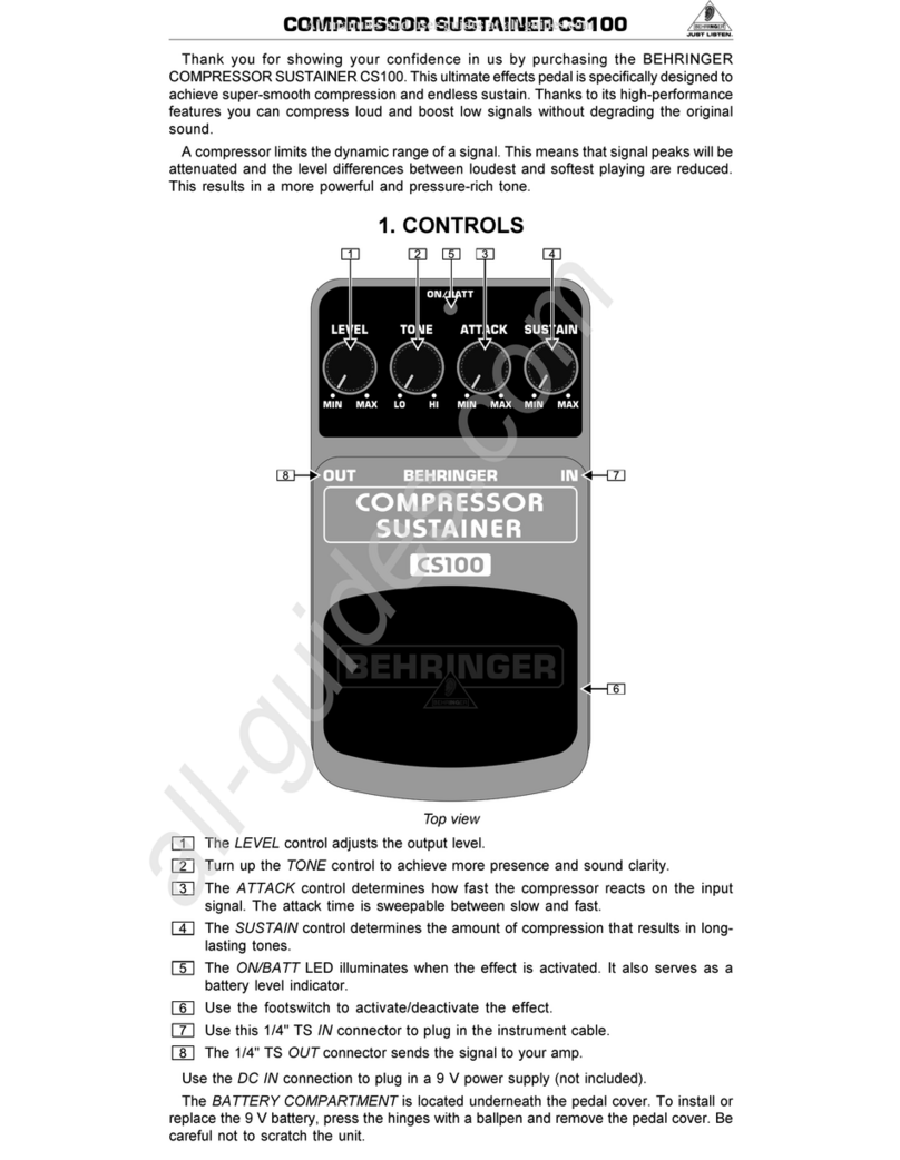 Behringer COMPRESSOR SUSTAINER CS100 User manual