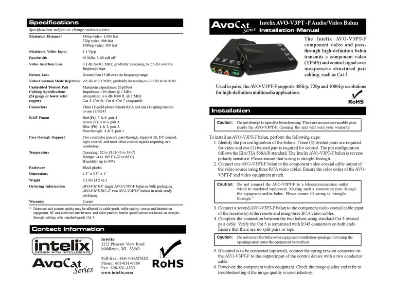 Intelix AVO-V3PT-F User manual