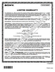 View DSC-P100R pdf Warranty Card